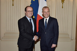 Accueil à l’Assemblée nationale de M. François Hollande, ancien Président de la République